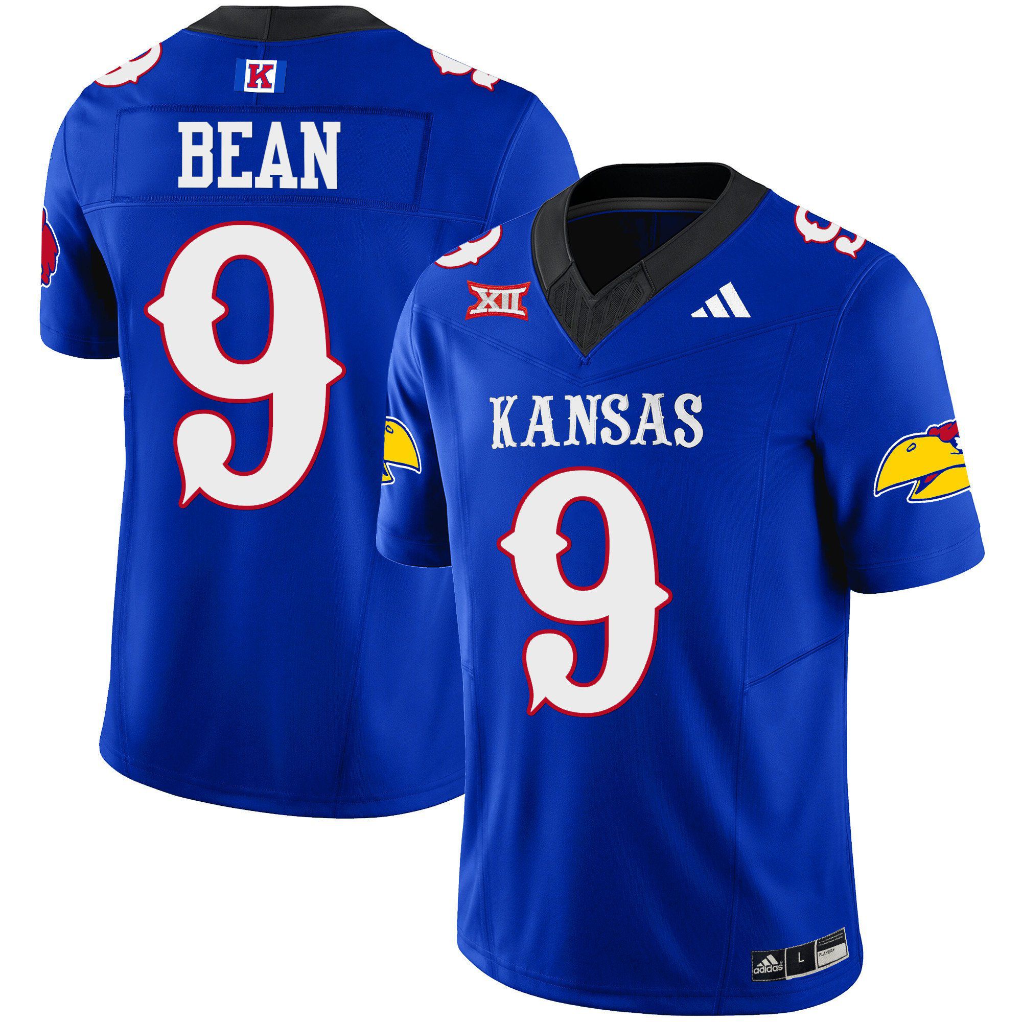 Men Kansas Jayhawks #9 Bean Blue 2024 Blackhawk Vapor Limited NCAA Jersey